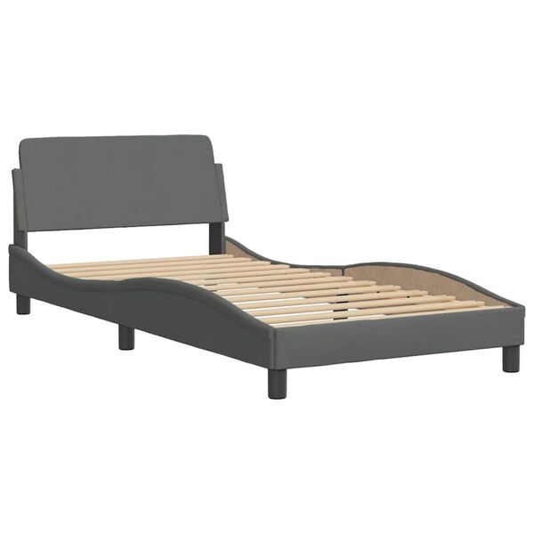 vidaXL Estrutura de cama Dover 100x200 cm tecido cinzento-escuro