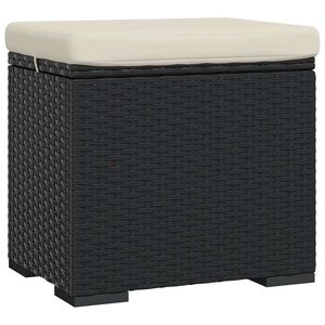 vidaXL Otomana com almofad&atilde;o 40x30x40 cm vime PE preto
