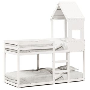 vidaXL Beliche com telhado 90x190 cm madeira de pinho maci&ccedil;a branco