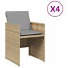 vidaXL Cadeiras de jardim com almofad&otilde;es 4 pcs vime PE bege misturado