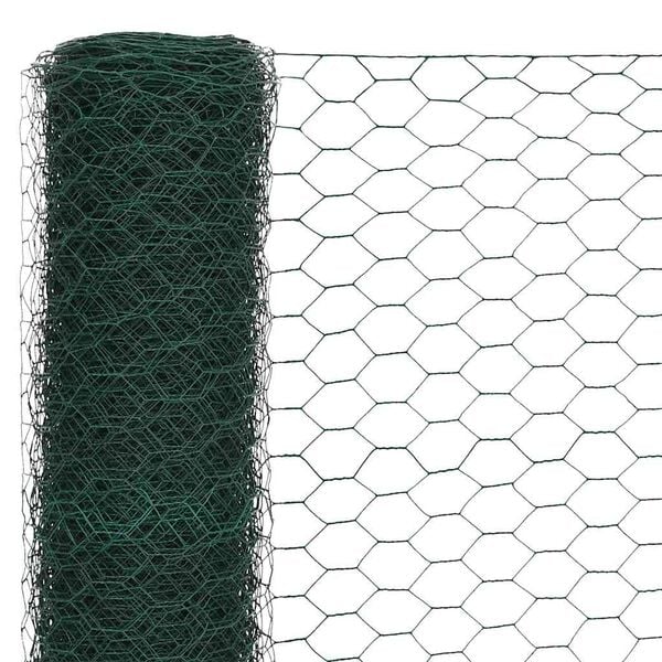 vidaXL Cerca arame galinheiro 25x1,5 m a&ccedil;o c/ revestimento PVC verde