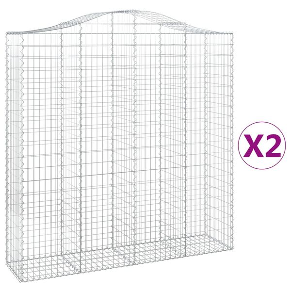 vidaXL Cestos gabi&atilde;o arqueados 2pcs 200x50x200/220cm ferro galvanizado