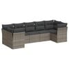 vidaXL 7 pcs conjunto sof&aacute;s p/ jardim c/ almofad&otilde;es vime PE cinzento