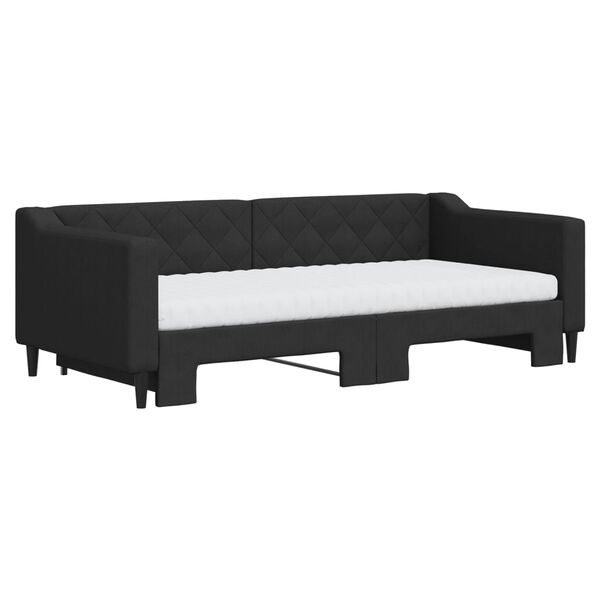 vidaXL Sof&aacute;-cama com gavet&atilde;o e colch&otilde;es 90x190 cm tecido preto