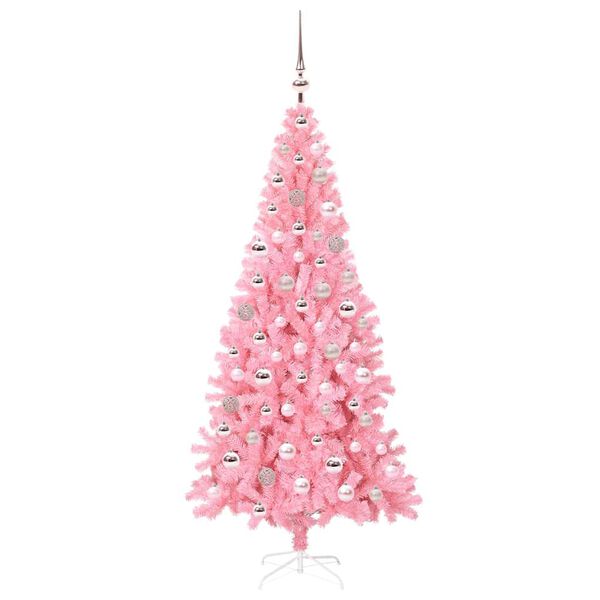 vidaXL &Aacute;rvore de Natal com 300 LEDs com suporte Rosa 180 cm PVC