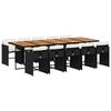 vidaXL 11 pcs conjunto de jantar p/ jardim c/ almofad&otilde;es vime PE preto