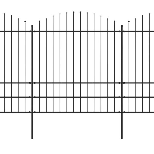 vidaXL Cerca de jardim com topo em forma de lan&ccedil;a em a&ccedil;o 1248x200 cm, preta