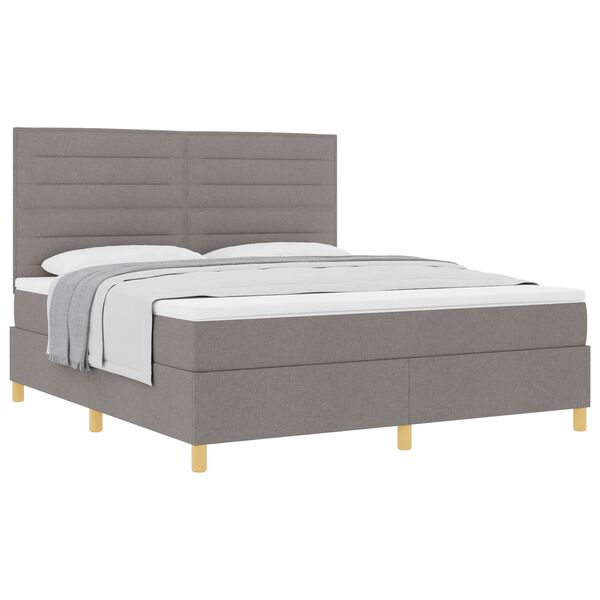 vidaXL Cama Box com colch&atilde;o Cinzento-acastanhado 180 x 200 cm tecido