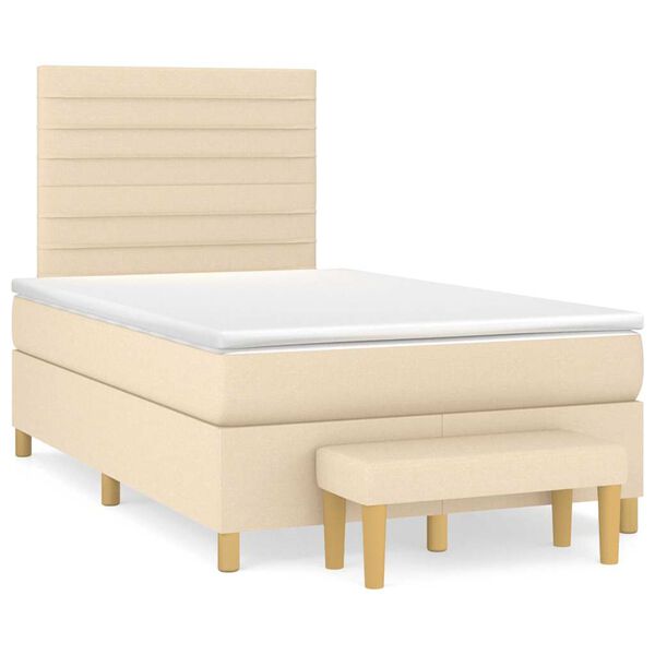 vidaXL Cama boxspring com colch&atilde;o 120x190 cm tecido cor creme