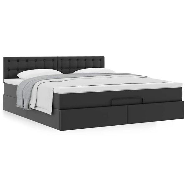 vidaXL Estrutura de cama otomana com colch&atilde;o 160x200 cm preta