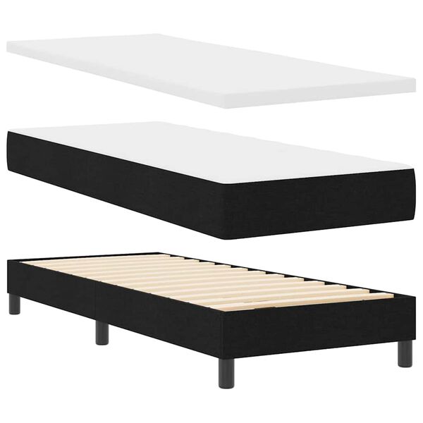 vidaXL Cama Box com colch&atilde;o com cabeceira Preto 80 x 200 cm tecido