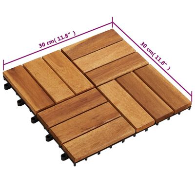 Ladrilho de pavimento 20 pcs 30 x 30 cm madeira de acácia