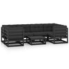 vidaXL 7 pcs conjunto longue jardim c/ almofad&otilde;es pinho maci&ccedil;o preto