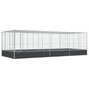 vidaXL Avi&aacute;rio com extens&atilde;o 725x307x212 cm a&ccedil;o prateado