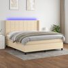 vidaXL Cama box spring c/ colch&atilde;o e LED 180x200 cm tecido cor creme