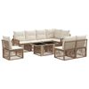 vidaXL Conjunto de Sof&aacute; de Jardim 9 unid. Bege e Branco Creme vime PE