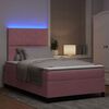 vidaXL Cama Box Spring LED com colch&atilde;o Rosa 120 x 190 cm tecido