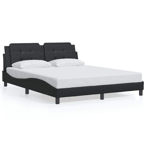 vidaXL Estrutura de cama sem colch&atilde;o Zadar 160x200 cm couro artificial preto