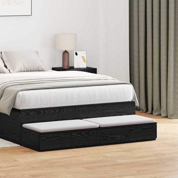 vidaXL Gavetas de cama com gaveta Carvalho Preto 120 x 36,5 x 16,5 cm