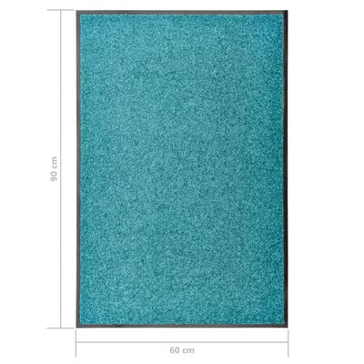 vidaXL Tapete de porta lavável 60x90 cm azul ciano