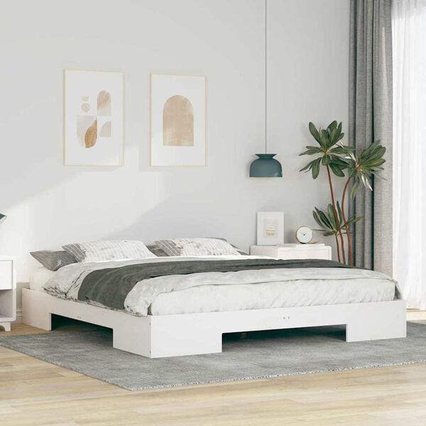 vidaXL Estrutura de cama de chão com armazenamento Branco 200 x 200 cm
