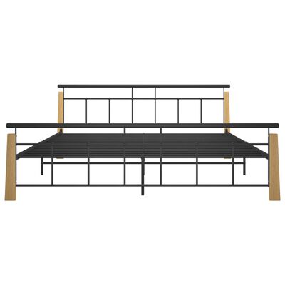 vidaXL Estrutura de cama 200x200 cm metal/madeira de carvalho maciça