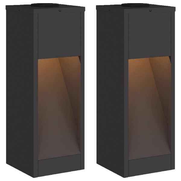 vidaXL Luz Solar LED de Caminho 2 pcs Preto A&ccedil;o Laminado a Frio