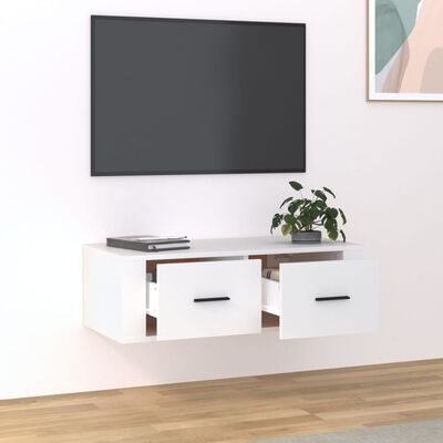 vidaXL Móvel de TV suspenso 80x36x25 cm derivados de madeira branco
