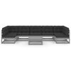 vidaXL 8 pcs conjunto lounge de jardim + almofad&otilde;es pinho maci&ccedil;o cinza