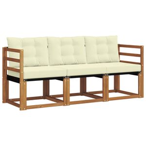 vidaXL Conjunto de Sof&aacute;s para Exterior 3 pcs Natural e Creme
