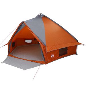 vidaXL Tenda Teepee para 10 Pessoas 10 pessoa Cinza e Laranja