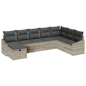 vidaXL Conjunto de Sof&aacute; de Jardim com almofada 8 pcs vime PE