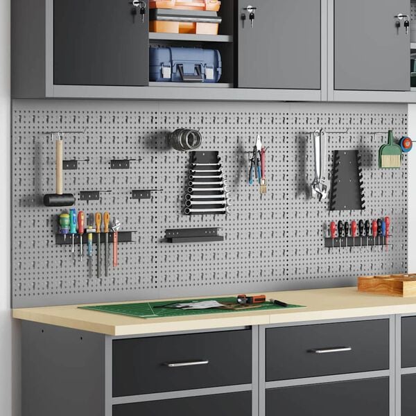 vidaXL Painel de Ferramentas 3 pcs Cinzeto 150 x 1 x 60 cm