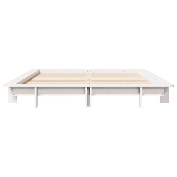 vidaXL Cama sem colchão 135x190 cm madeira de pinho maciça branco