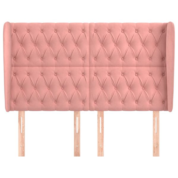 vidaXL Cabeceira de cama c/ abas veludo 147x23x118/128 cm rosa