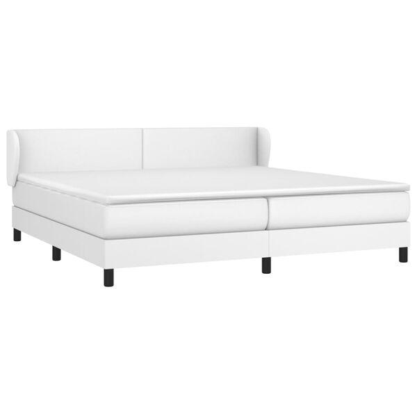 vidaXL Cama com molas/colchão 200x200 cm couro artificial branco