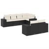 vidaXL 7 pcs conjunto de sof&aacute;s p/ jardim c/ almofad&otilde;es vime PE preto