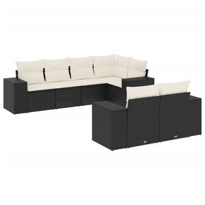 vidaXL 7 pcs conjunto de sof&aacute;s p/ jardim c/ almofad&otilde;es vime PE preto