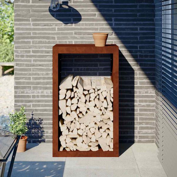 vidaXL Rack de lenha 60x40x100 cm a&ccedil;o resistente &agrave;s intemp&eacute;ries