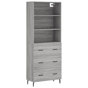 vidaXL Arm&aacute;rio alto 69,5x34x180 cm derivados de madeira sonoma cinza