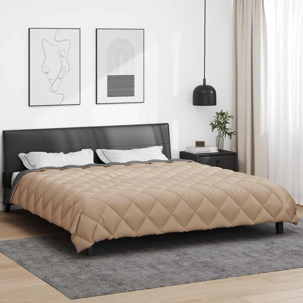vidaXL Edredom de Inverno Antracite e Taupe 220 x 260 cm Microfibra