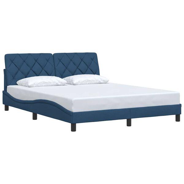vidaXL Estrutura de cama sem colch&atilde;o 160x200 cm tecido azul