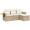 vidaXL 4 pcs conjunto de sof&aacute;s para jardim c/ almofad&otilde;es vime PE bege