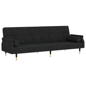 vidaXL Sof&aacute;-cama com almofad&otilde;es veludo preto