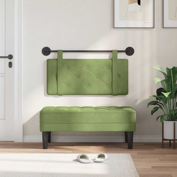 vidaXL Cabeceira Suspensa Verde Claro 100 x 55 x 5 cm Veludo