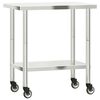 vidaXL Mesa de trabalho de cozinha com rodas 82,5x55x85 cm a&ccedil;o inox.