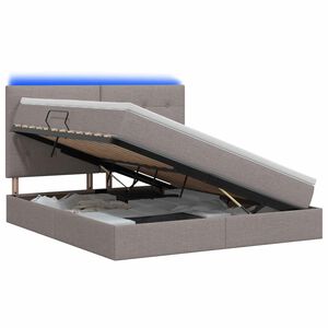 vidaXL Cama de Armazenamento LED com Colch&atilde;o Cinzento-acastanhado