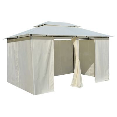 vidaXL Tenda de jardim com cortinas 4x3 m branco