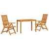 vidaXL Conjunto de Jantar para Jardim 3 pcs Castanho