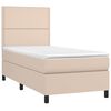 vidaXL Cama box spring c/ colchão/LED 90x190cm couro artif. cappuccino